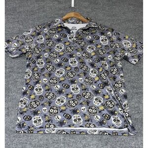 Kaipar Men's Large Skulls Golf Polo Shirt Day of the Dead Performance